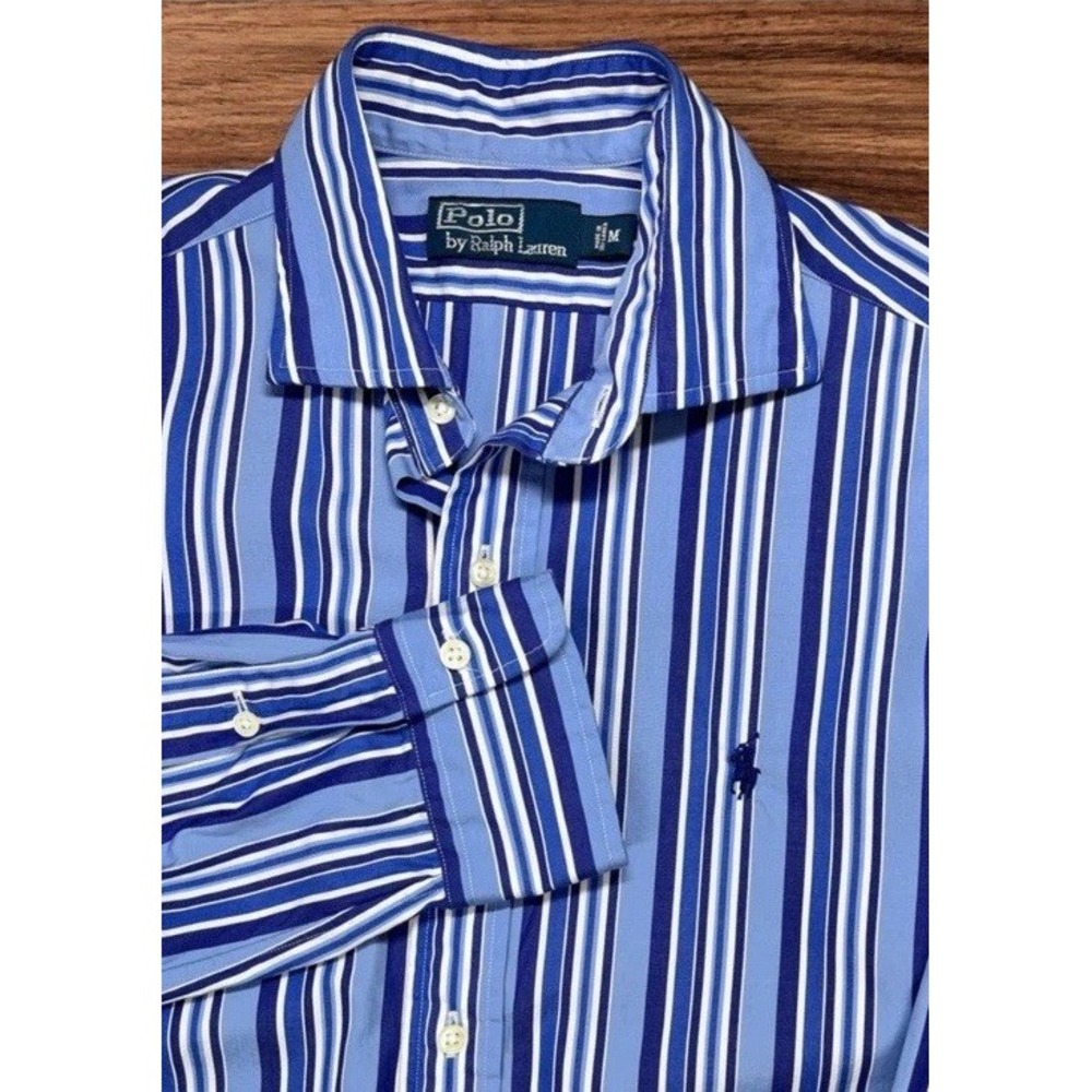 Polo Ralph Lauren Men's Blue and White Stripes, Long Sleeve Dress Shirt. SZ XXL - Picture 2 of 15